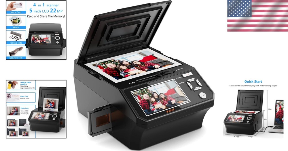 Compact 22MP Photo & Negative Scanner - 5" Screen for Easy Memory Digitization