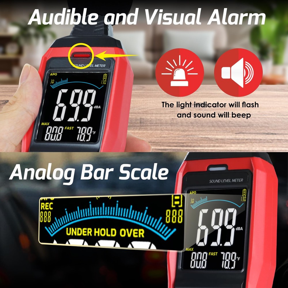 Sound Level Meter Data Logger Decibel with Record Function, Portable...