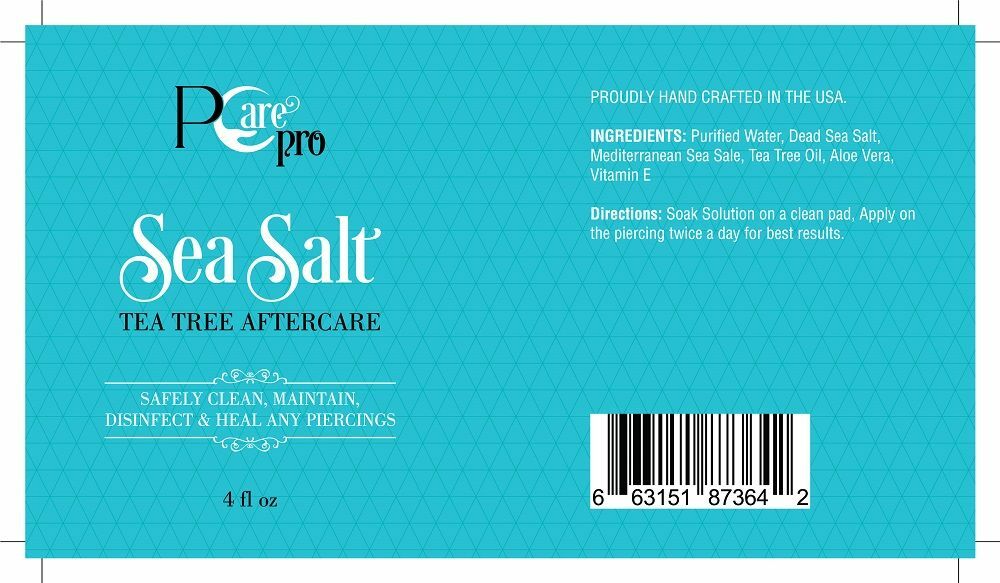 PCARE PRO PIERCING AFTERCARE 4OZ SEA SALT TEA TREE SOLUTION