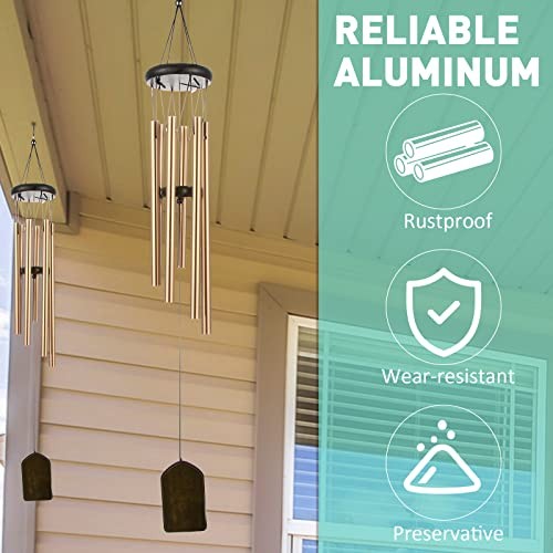 6 Pieces Rustic Wind Chimes 28 Inch Deep Tone Wind Chimes with 6 Bronze
