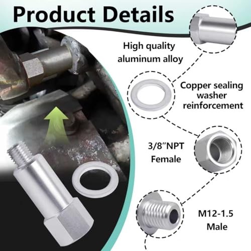 2 PCS Coolant Water Temperature Sensor Adapter Compatible with LS Engine, M12