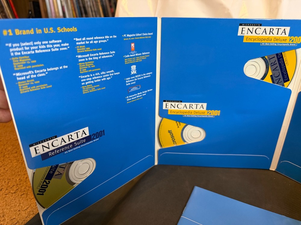 Microsoft Encarta Reference Suite 2001 - For PC - 7 CD-ROM - Looks Great