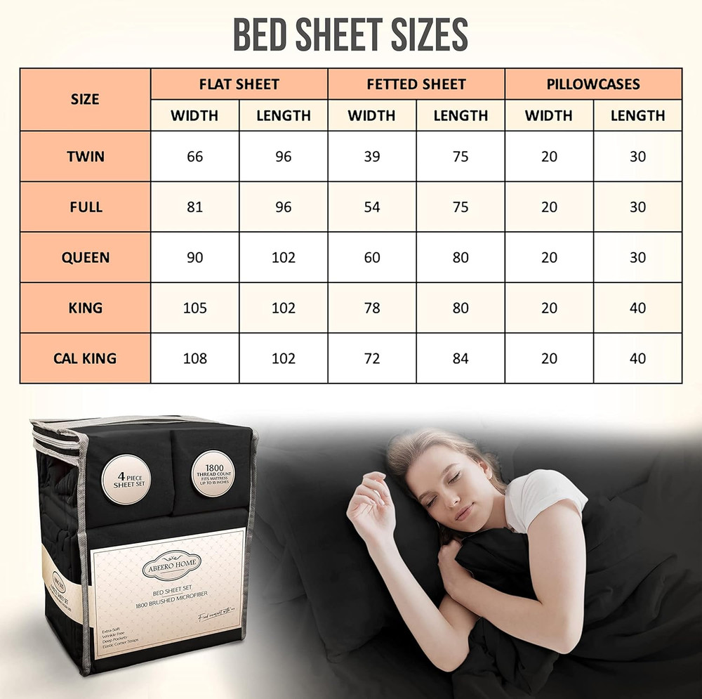 Full Size Bed Sheets Cooling - Luxury Hotel Sheet Set - Soft Sheets with Elastic