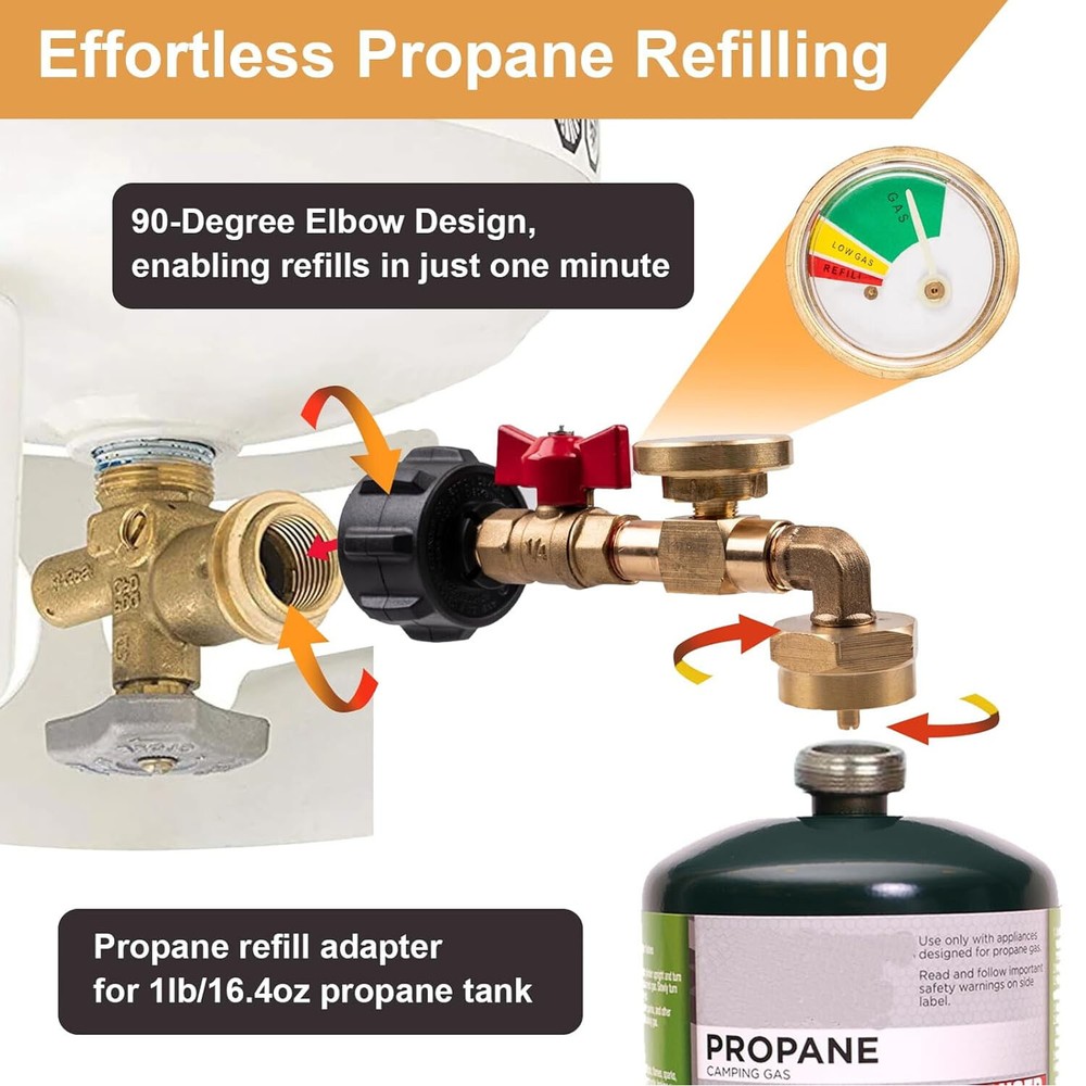 Quick Connect Propane Adapter, 90-Deg Elbow, QCC1 with Safety Switch