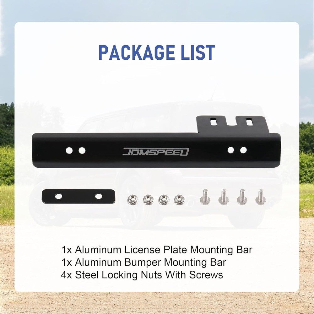 Black Front Bumper License Plate Mount Bracket Relocator Holder Bar