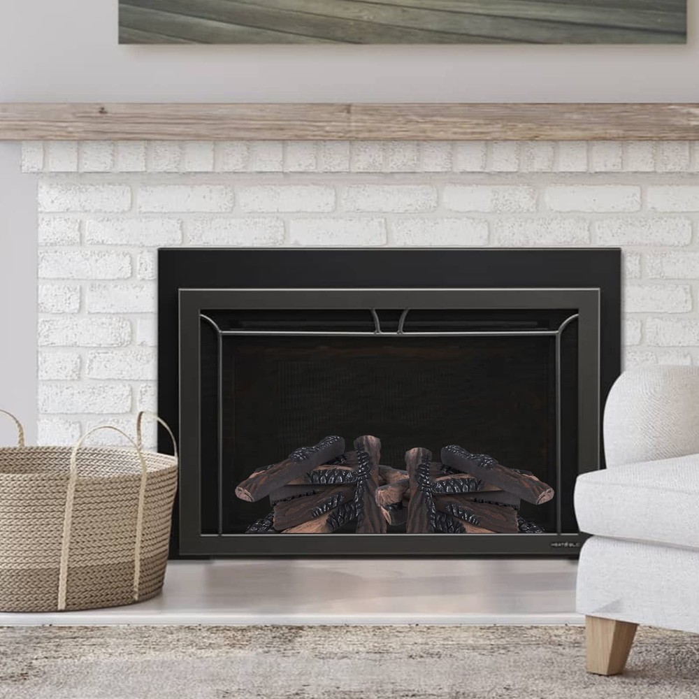 Large Gas Fireplace Logs, 10 Piece Ceramic Fire Logs for Fire Pit and Firepla...