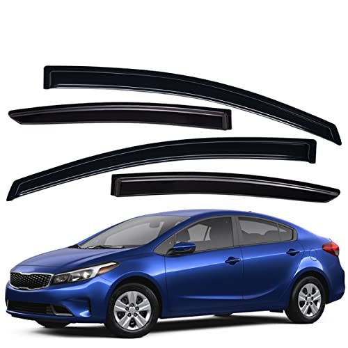 Extra Durable Outside-Mount Auto Vent Window Visor, Fits 2014-2018 Kia Forte