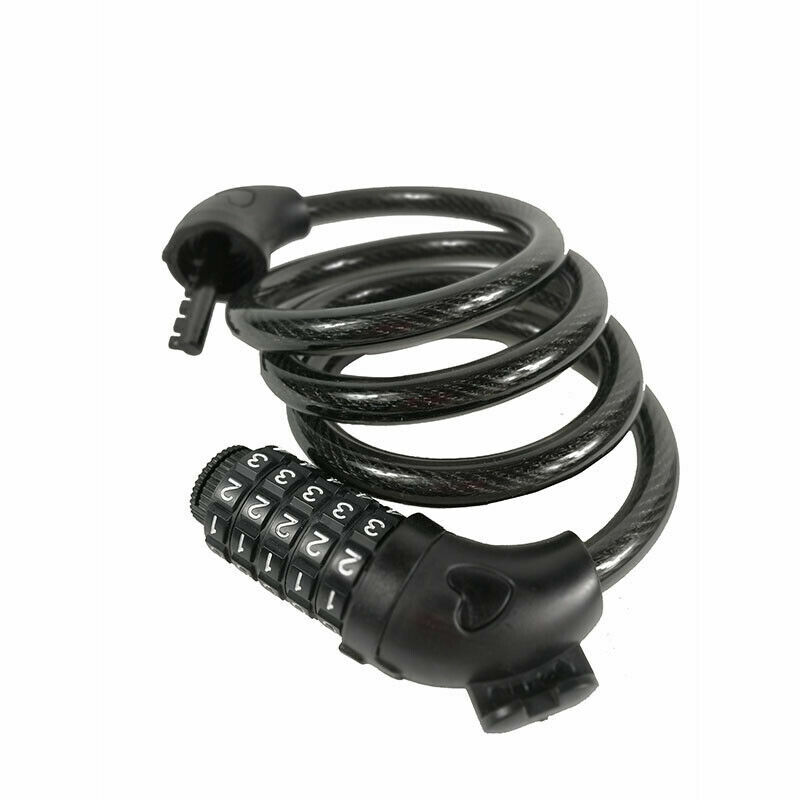 Black Color 5 Digit Combination Password Bicycle Cable Chain Lock