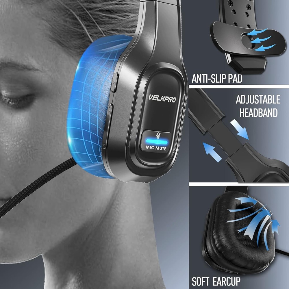 WIRELESS HEADPHONE WITH MICROPHONE Single-Ear Adjustable Noise Cancelling Mic