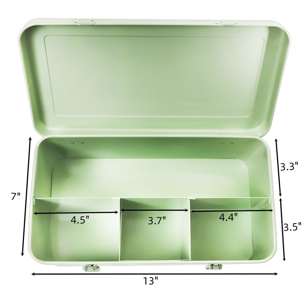 Seed Storage Organizer Box with 4 Compartments, Large Metal Seed Packet Conta...