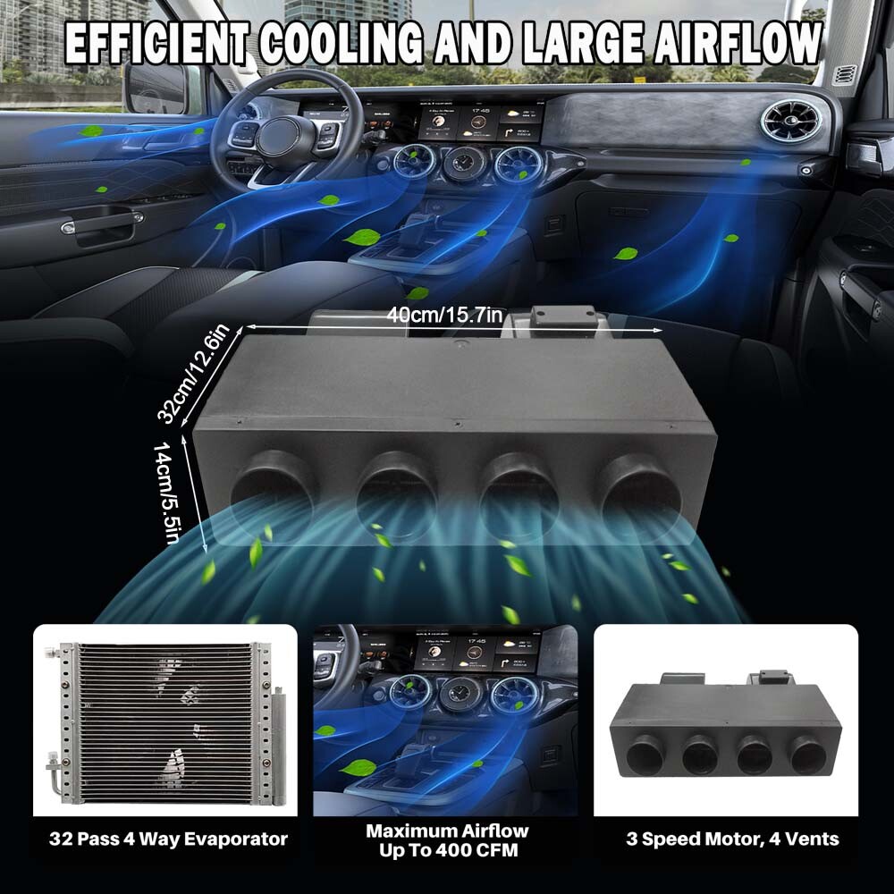 12V Air Conditioner Car Electric Underdash Cooling A/C Unit Compressor Universal