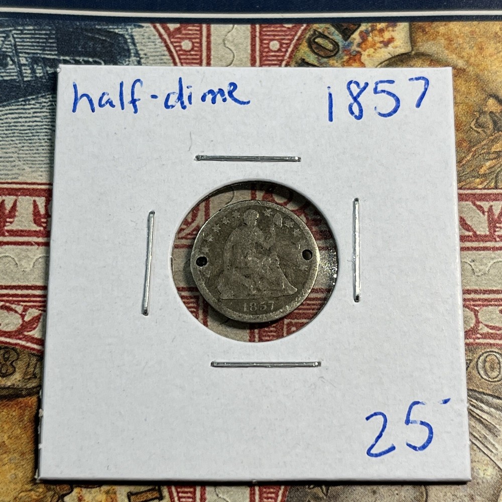 1857 Half Dime Silver Coin Collection Holes