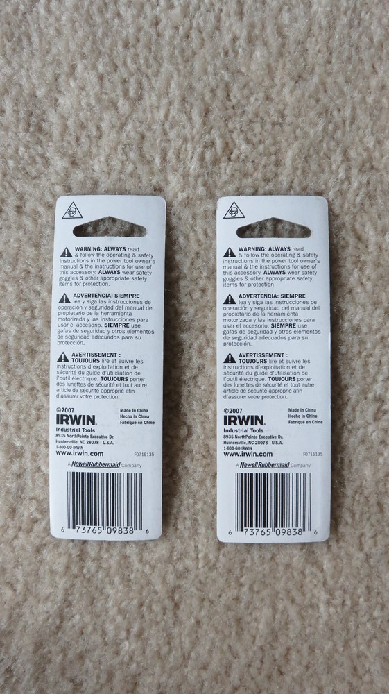 NEW Irwin 1" #10 Spanner Insert Bits - Retail Packages 2 Bits