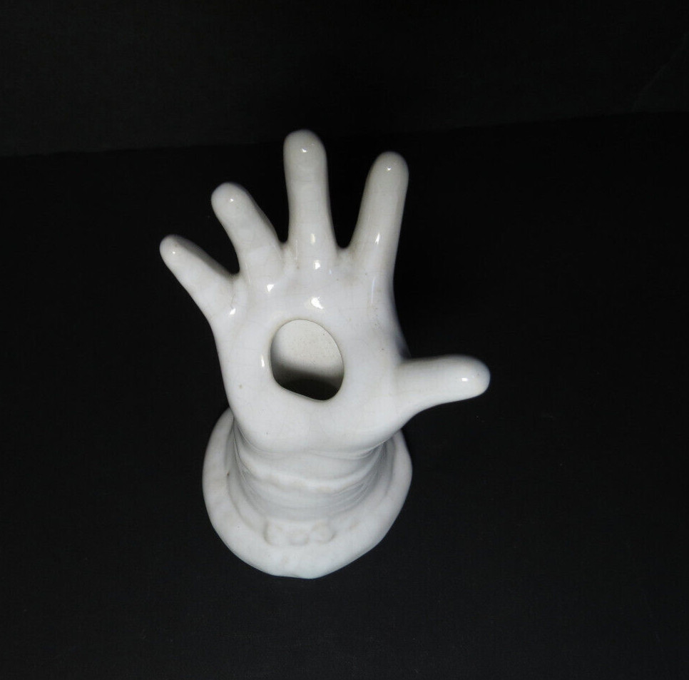 Hat Pin Holder White Porcelain Figural Hand
