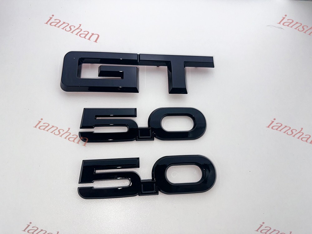 3X Set Side 5.0 Rear DeckLid GT Emblems Badges 3D Replacement Gloss Black