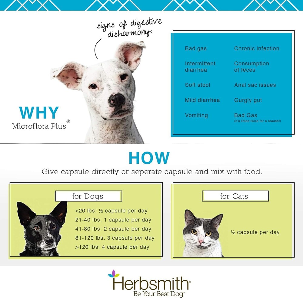 Herbsmith Microflora Plus – Dog Digestion Aid –Probiotics and Digestive