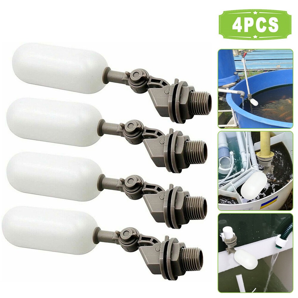 4 Pack Water Float Valve with Adjustable Arm Plastic Water Filter Float 1/2 Inch