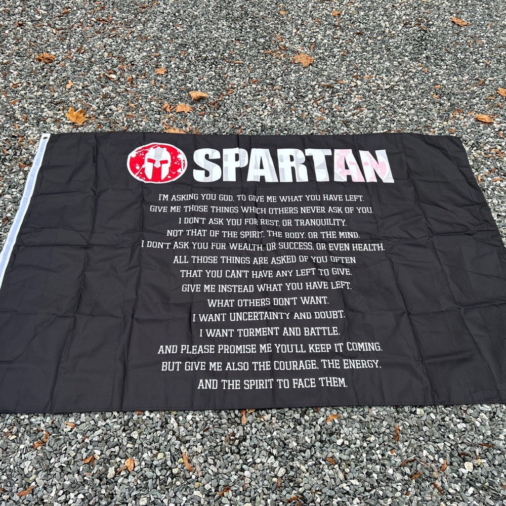 Spartan Jumbo Prayer Code Flag Banner 6ft X 4ft