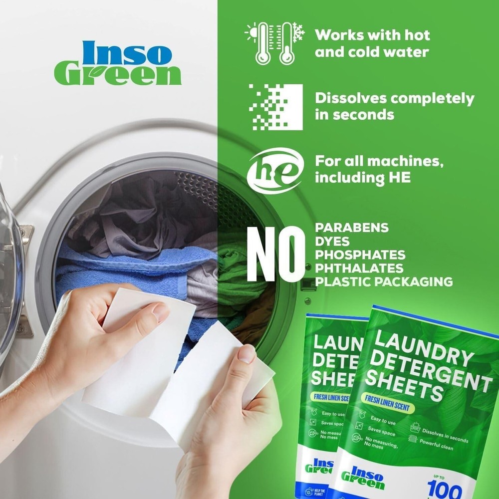 Laundry Detergent Sheets - 100 Loads | Eco, Zero Waste, Fresh Scent | 50 Sheets
