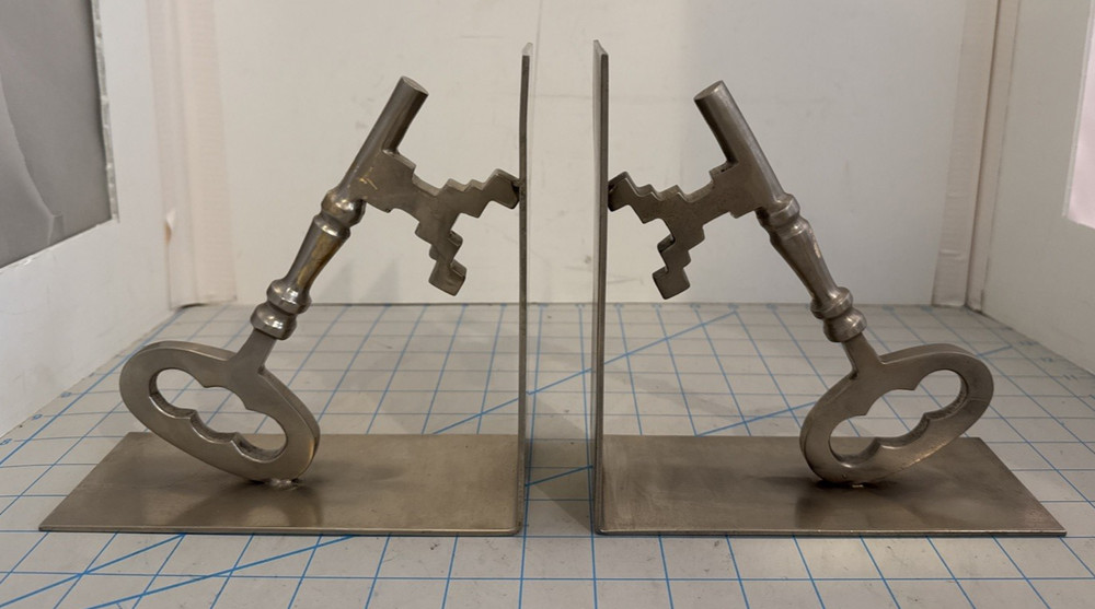 Metal Skeleton KEY Bookends Heavy