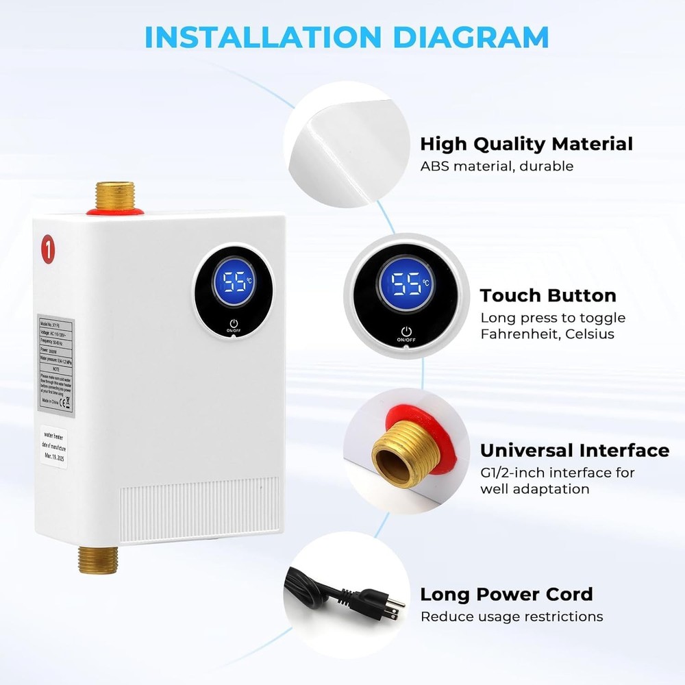 Calentador Instantáneo De Agua Eléctrico Ducha Eléctrica Para Baño Sin Tanque