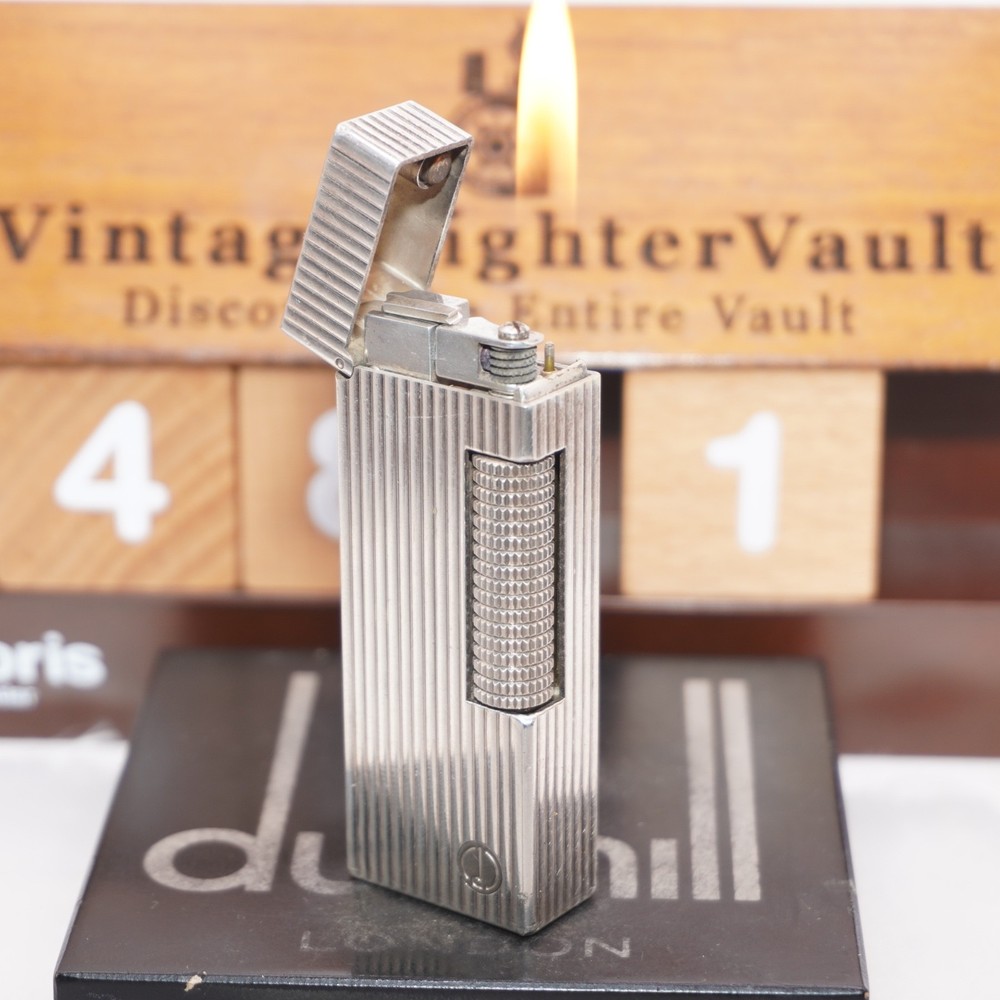 Dunhill Lighter Silver Stripe Pattern_Ultrasonically Cleaned_Working