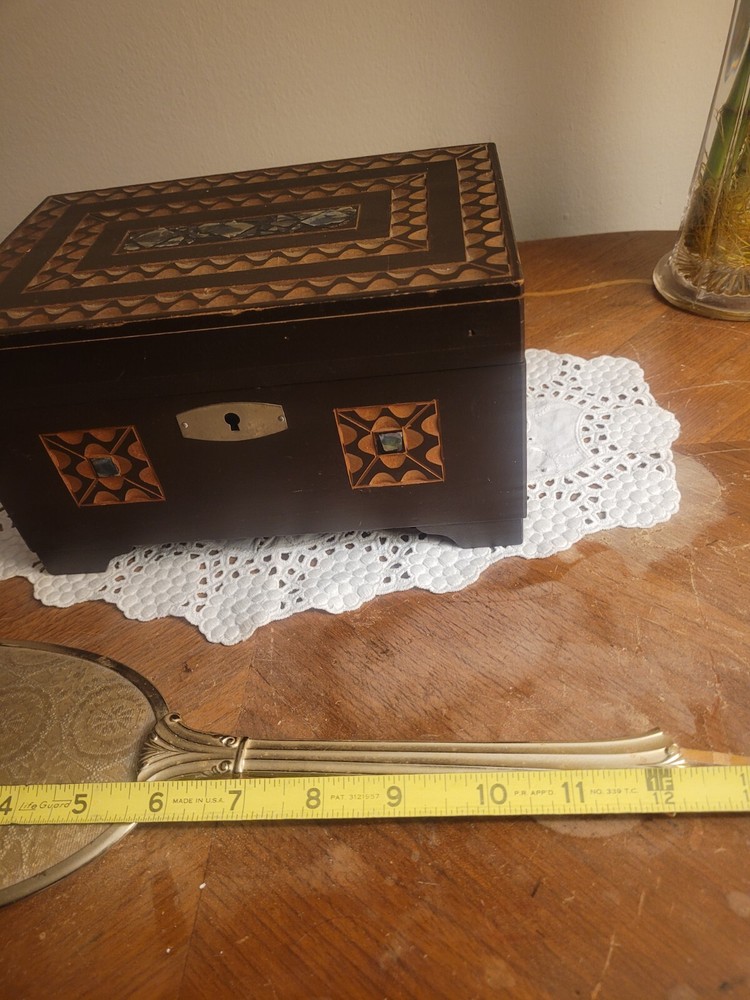Vintage Victorian Style Hand Mirror & Brush