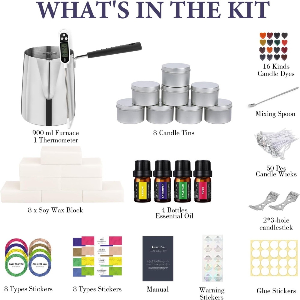 Candle Making Kit, Complete Candle Making Kit for Adults, DIY Starter Soy Can...