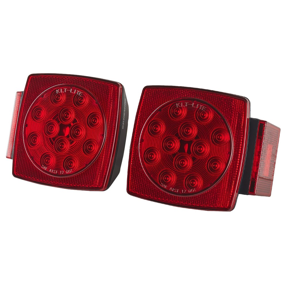LED Submersible Square Trailer Tail Lights Kit Stop Rear Brake Turn Indicator