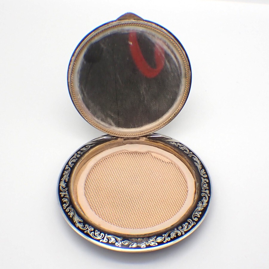 Compact Enamel Painted Courting Scene Sterling Silver Austria