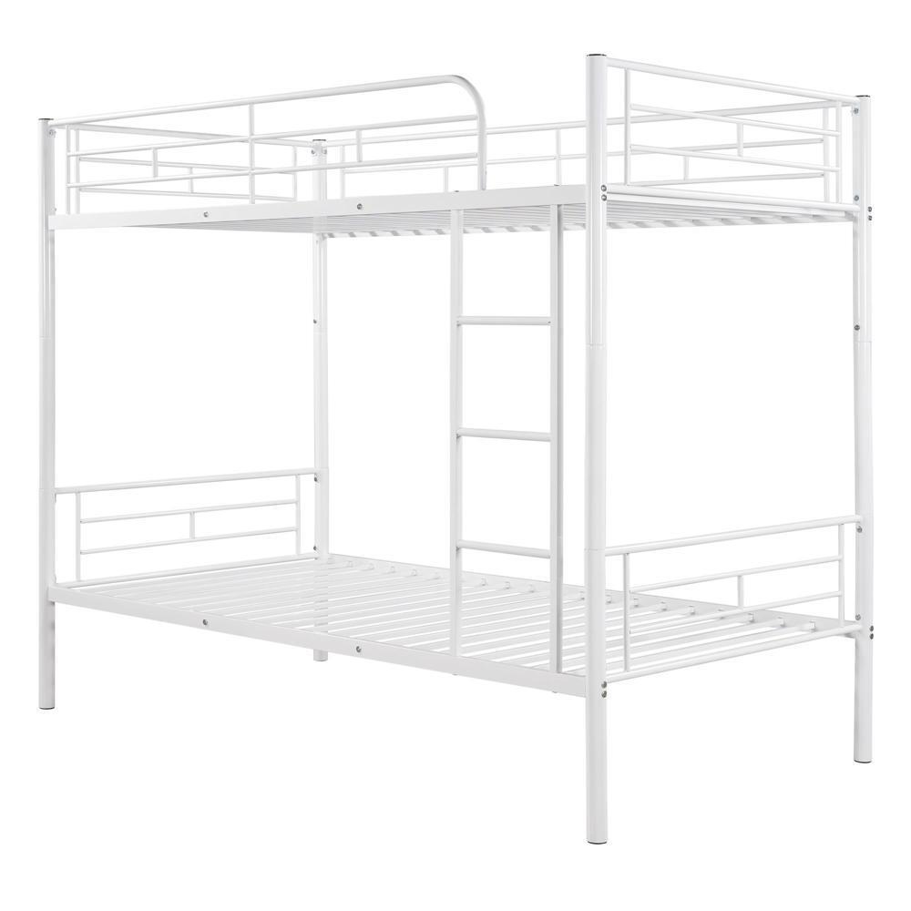 Modern Manhattan Twin-over-Twin Bunk Bed With Solid Stability Metal Frame White