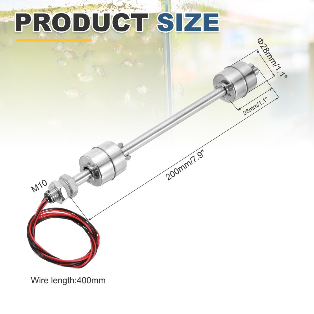 Float Switch 200mm Rod 0.5A Vertical Double Float for Pump/Alarm 1 Pcs