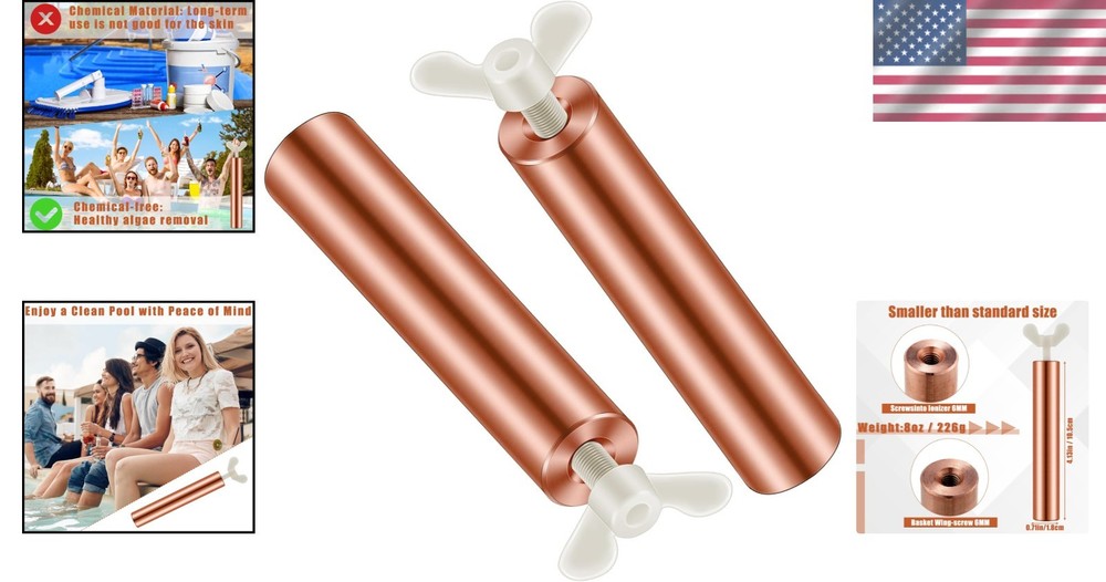 Eco-Friendly Solar Copper Anodes 4.13" L for Effective Pool Cleaning - 2 Pack
