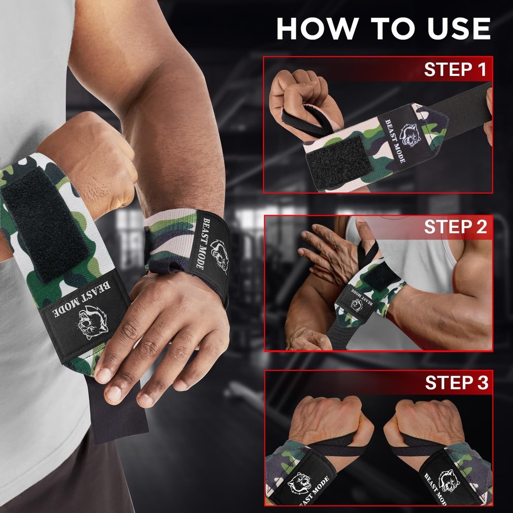 Weightlifting Wrist Wraps with Thumb Loop – HeavyDuty Support for Powerlifting
