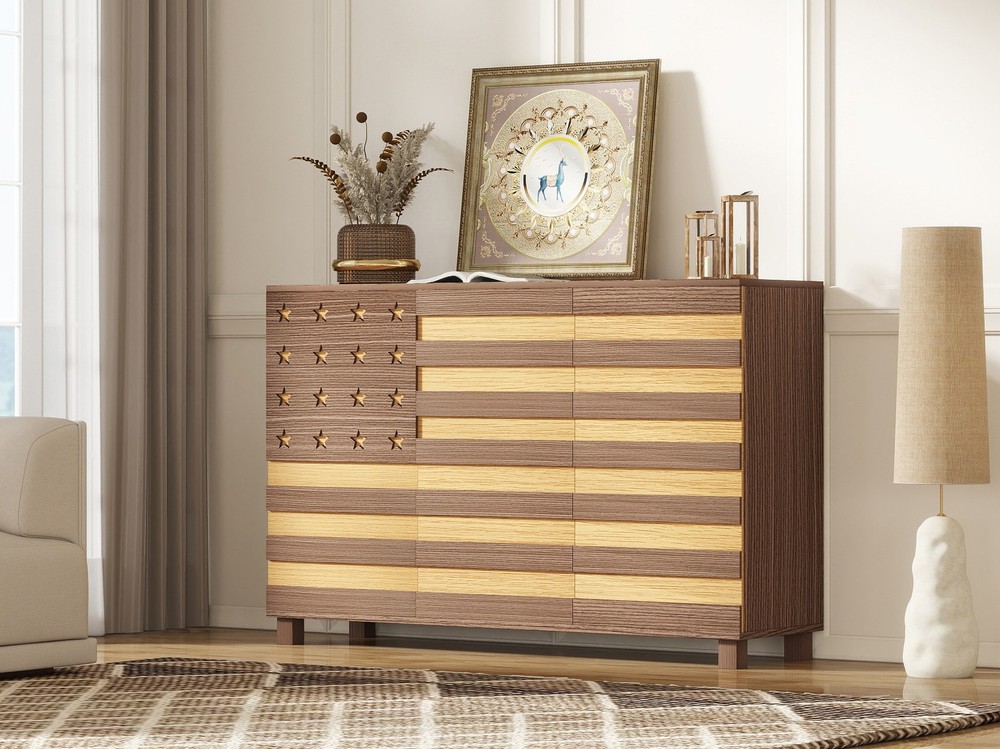 55" Buffet Sideboard w/3 Doors 2 Drawers, Kitchen Storage & Coffee Bar Console