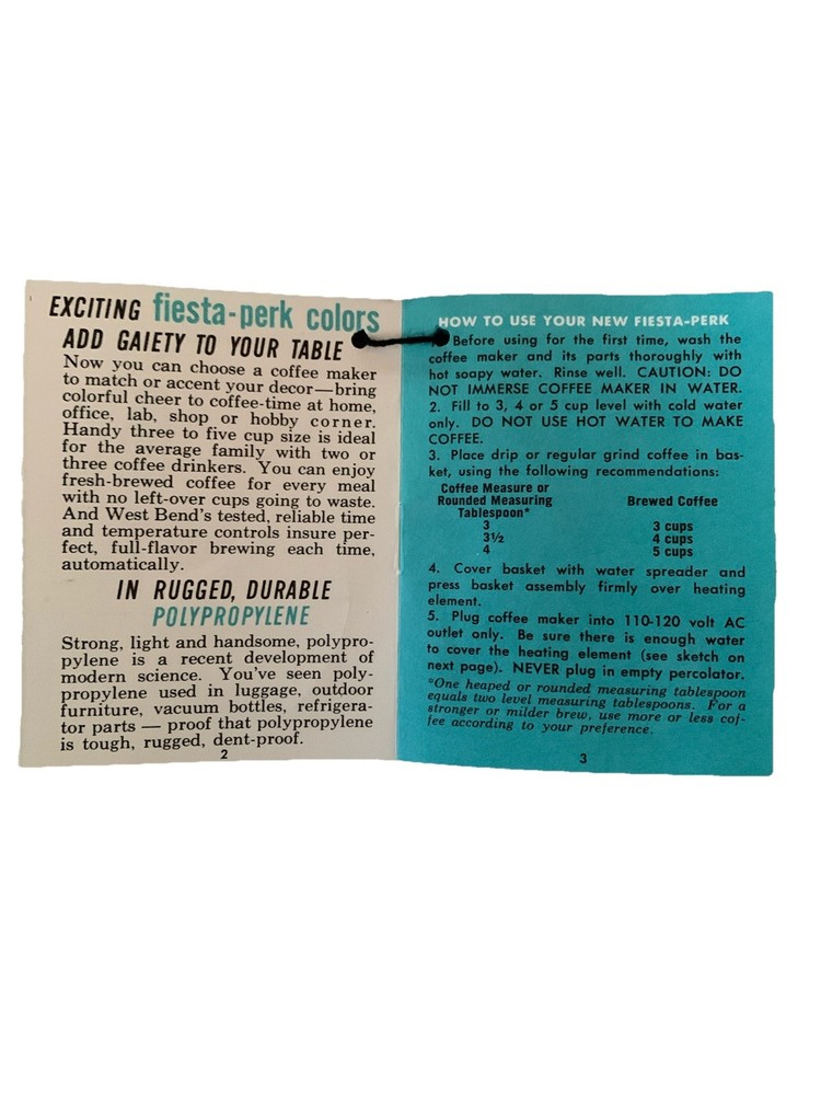 Fiesta Automatic Coffee Pak BNIB