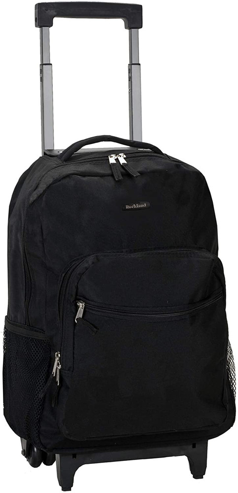 Double Handle Rolling Backpack, Black, 17-Inch