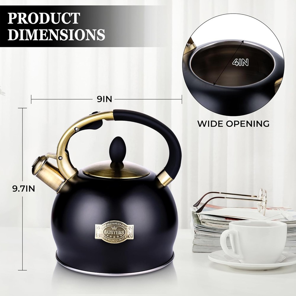 Grade Stainless Steel Teakettle Teapot with Cool Touch Ergonomic Handle