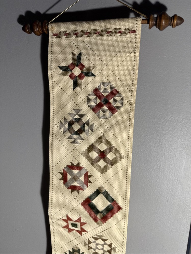 Vtg Thread Connections Needlepoint Sampler Wall Hanger Framed Decorative 1988