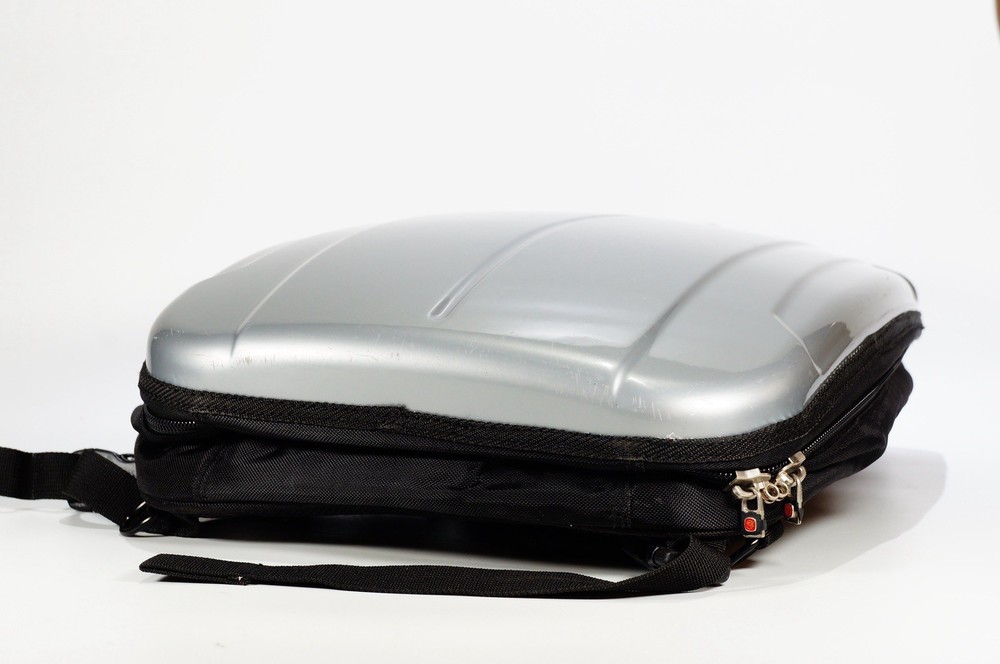 Eminent Silver Hard Shell Backpack Adjustable Straps Zipper Compartments