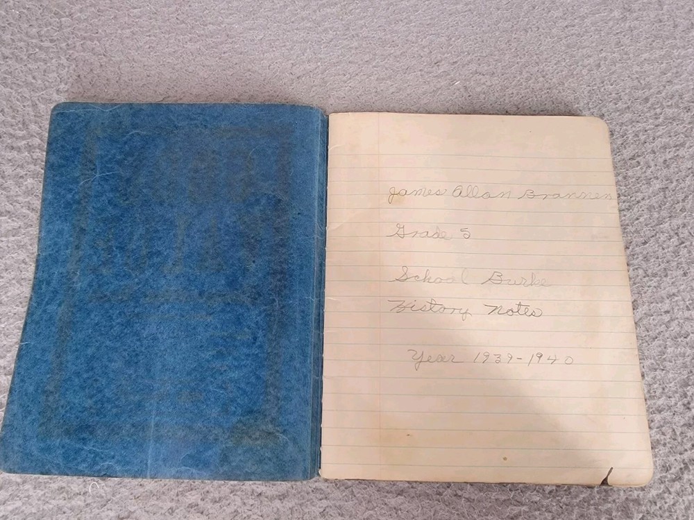 1939-1940 Kid's 5th Grade History Schoolwork Homework Composition Book