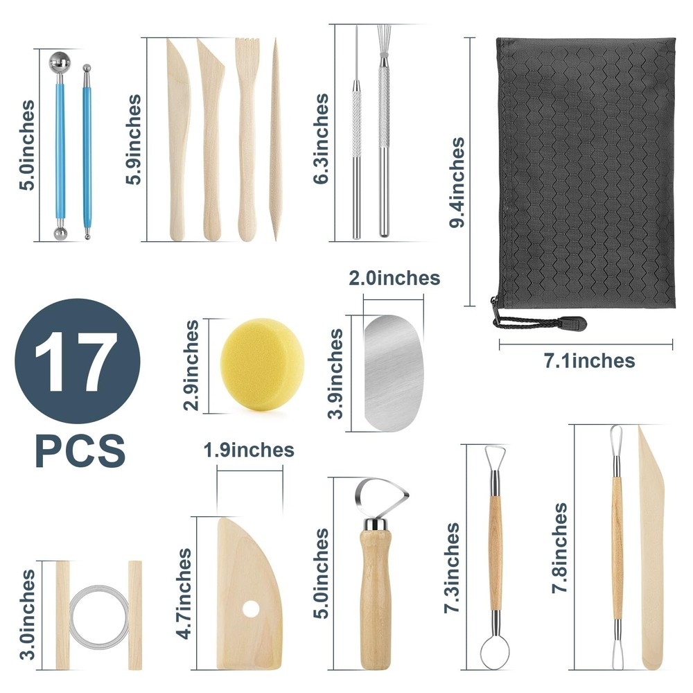 Pottery Tool Kit, 17pcs Polymer Clay Tools, Modeling Clay Sculpting Tools Kit...