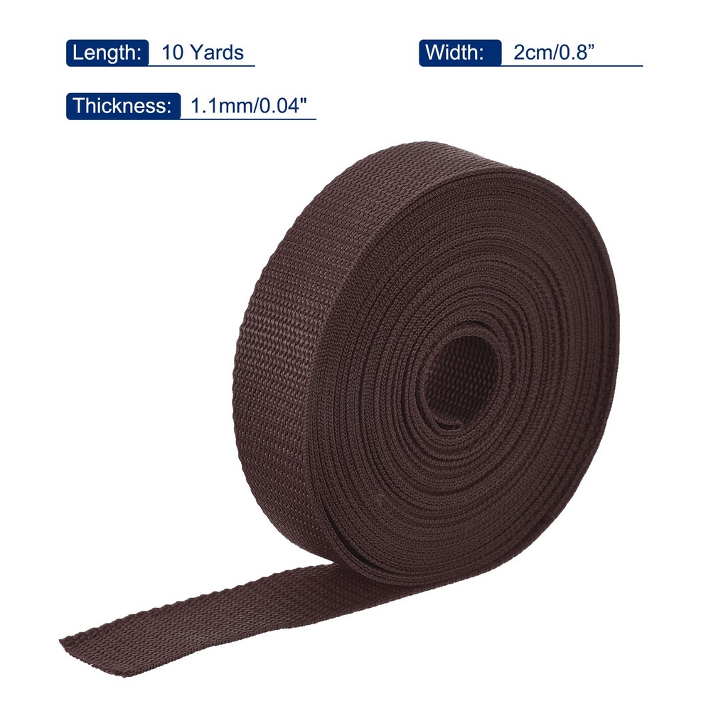 Lightweight Polypropylene Webbing Strap 0.8" 10 Yard Backpack Brown