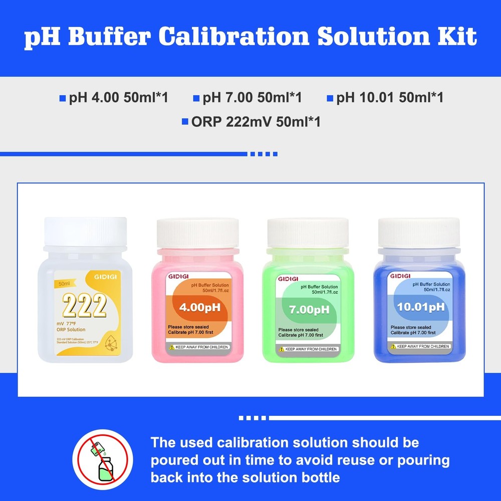 pH ORP Meter Calibration Buffer Solution Kit Includes pH 4.00 7.00 and pH 10....