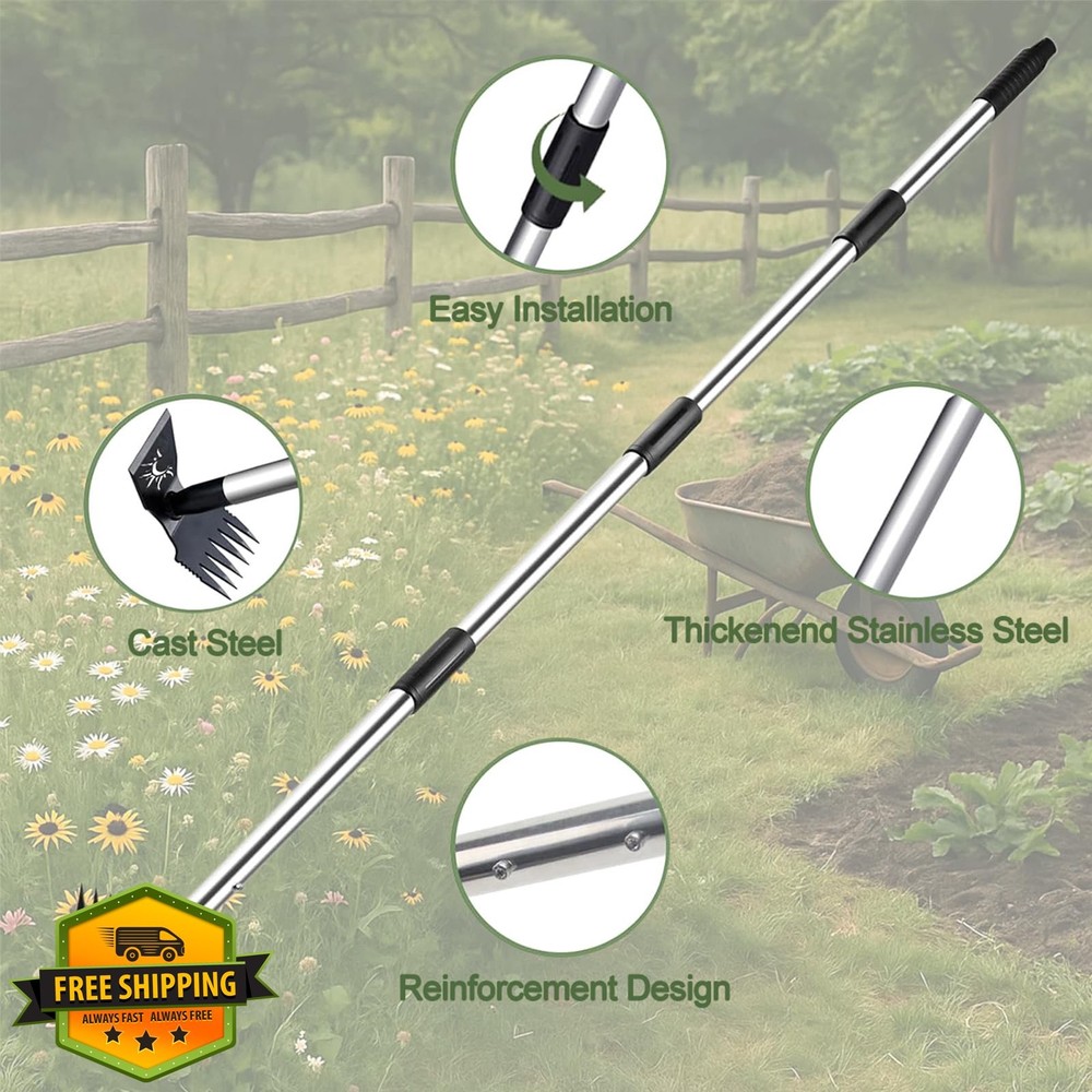 Long Handle Weed Puller Tool, 60in Manual Uprooting Weeder Remover