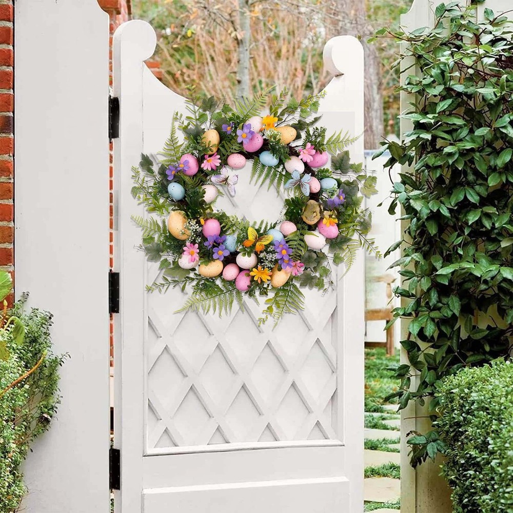 Easter Egg Wreath, Easter Door Garland,Artificial Easter Wreaths for Front Door