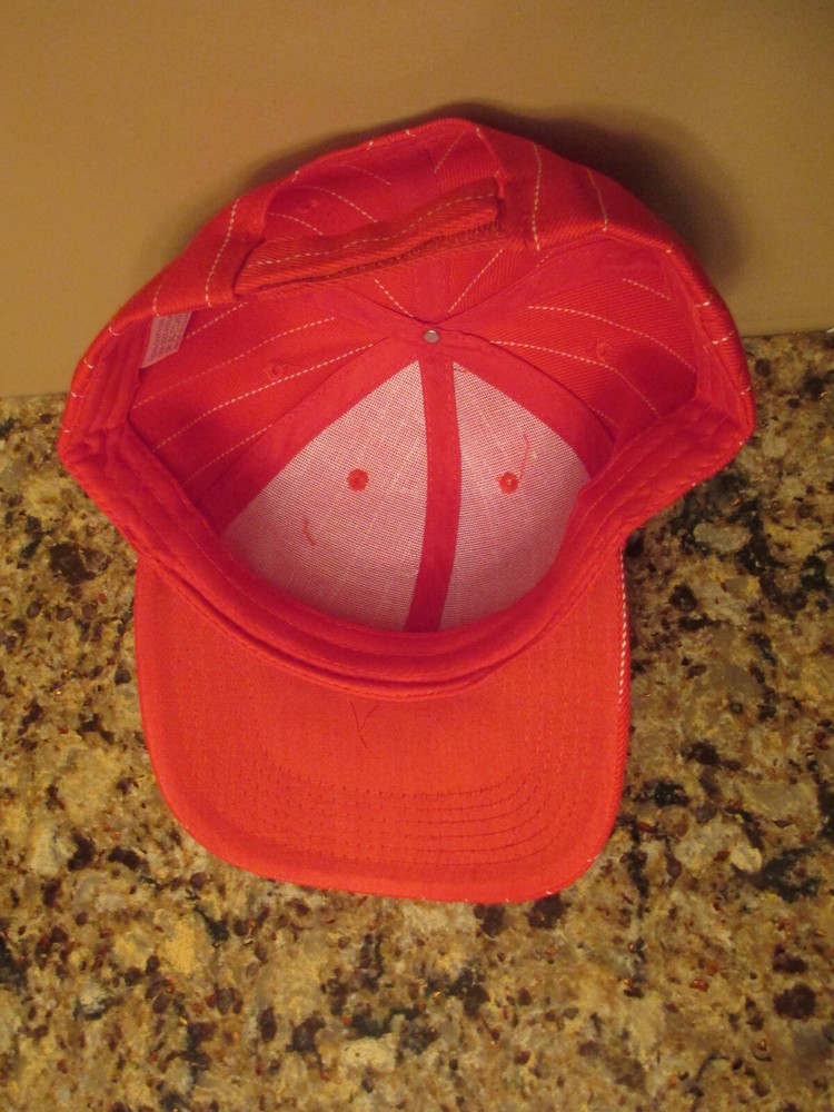 Red w/ White Pinstripes CORVETTE Hook & Loop Strap Baseball Hat - NWOT