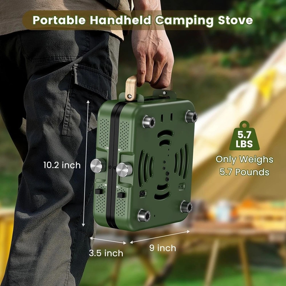 Versatile 2-Burner Foldable Camping Stove with Dual Griddle – Compact & Portable