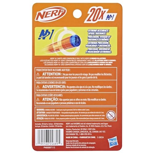 Nerf N Series N1 Darts, Includes 20 Refill Compatible Small, Orange