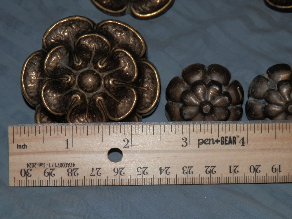 vintage flower shape Drawer Pull handles knobs Plates brass?